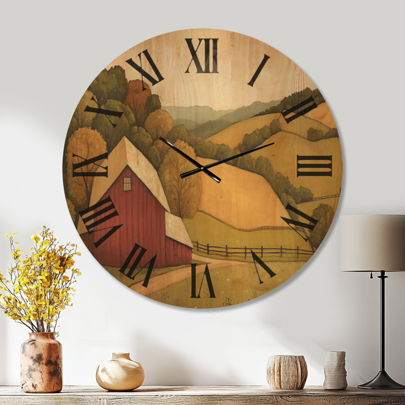 Horloge murale rustique surdimensionnée en bois de Golden Ridge Farm, Extra Large