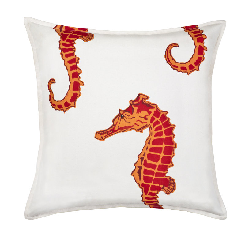  Coussin décoratif en toile de coton Seahorse, Orange