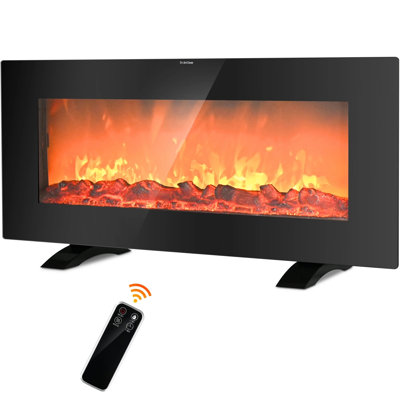 Nordic Hygge 36" Actrice 1500-Watt Freestanding/Wall-Mounted Electric Fireplace Heater, Black