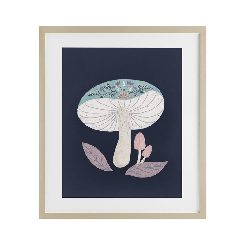 Impression florale champignon champêtre sous verre, design par Metka Hiti, H 21 po x l 17 po