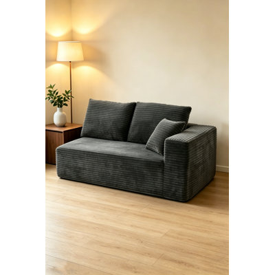 59" Cloud Couch Sectional With Deep Seat & Plush Corduroy Fabric, No Assembly Needed Upholstered Couches For Living Room, Bedroom