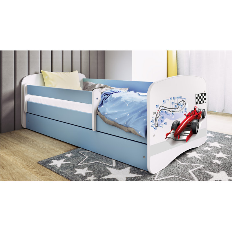 Cicero Drawer Bed and Mattress, European Toddler (80 x 180 cm), Blue/​White