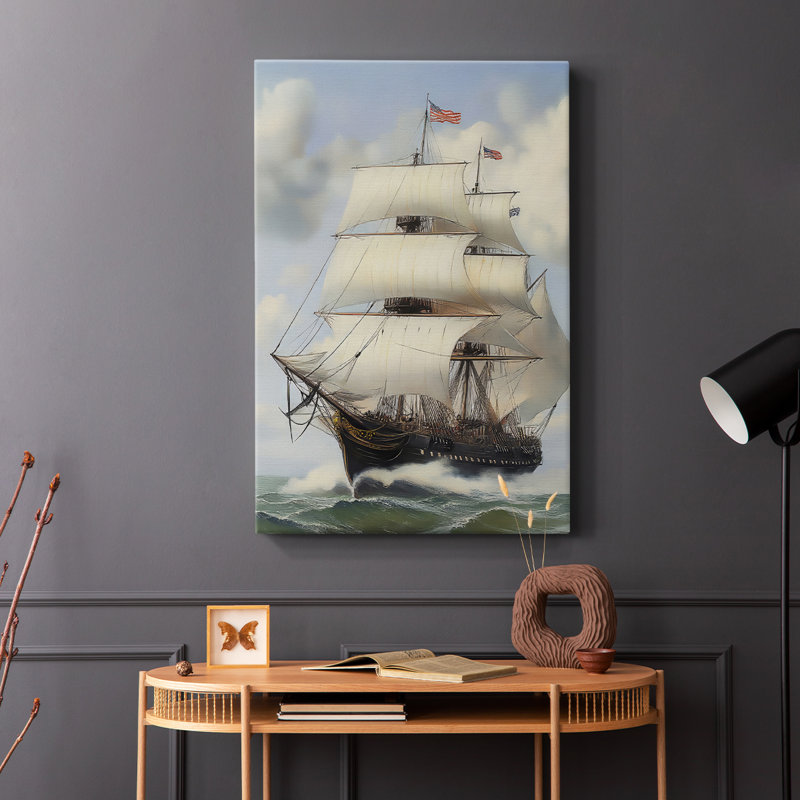 Série NAUTICAL LIX - Toile tendue avec châssis de qualité supérieure - Prêt à être accroché, H 48 po x l 32 po