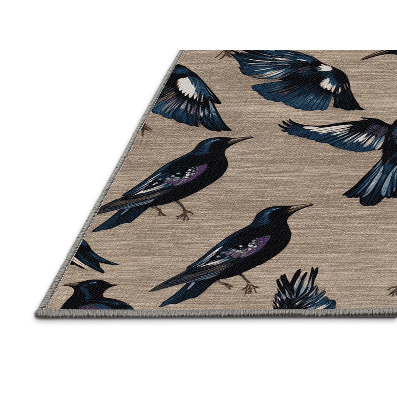 Tapis lavable européen Starling Birds, Rond 7 pi