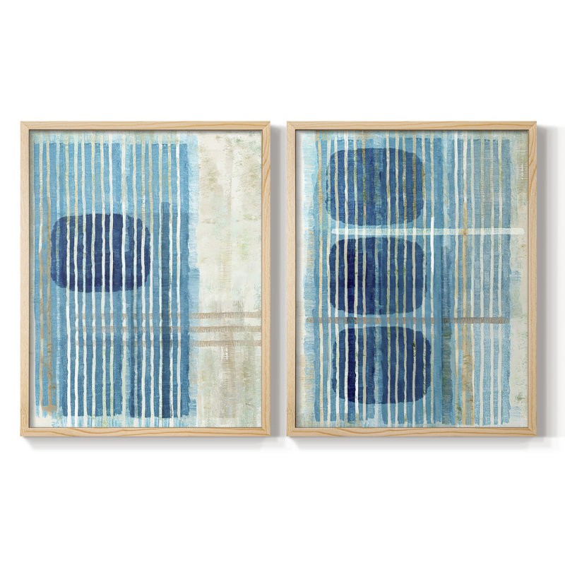 Blue Blue Horizon I-Premium Framed Print -Ready to Hang - No Nails Required - No Nails Required, 21" H x 34" W, Natural Wood