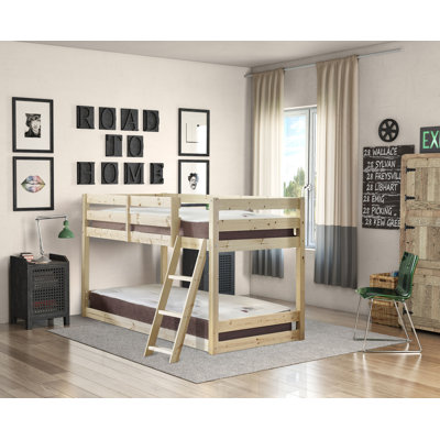 Jaelyn Kids Heavy Duty Solid Pine Low Bunk Bed