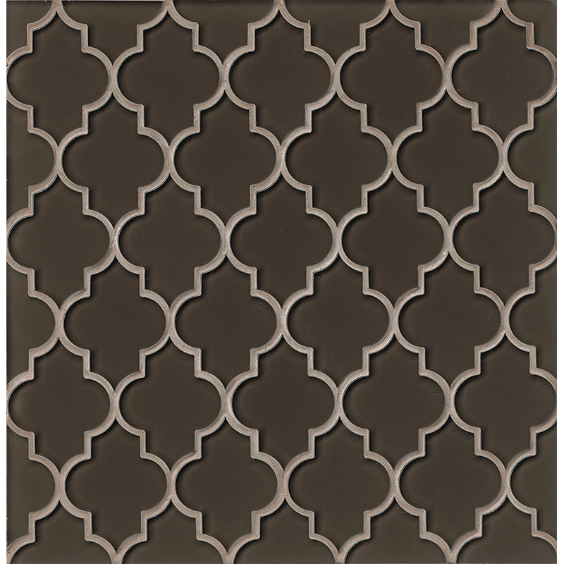 Mallorca 9 in. x 15.5 in. Arabesque Glossy Tile, Driftwood
