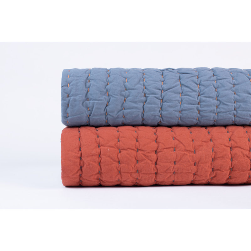 Courtepointe moderne en coton Polston - simple, Courtepointe simple, Brique / gris anthracite