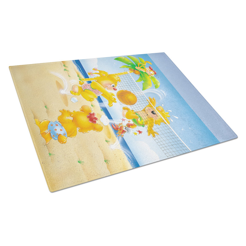 Tempered Glass Bears Playing Volleyball Cutting Board