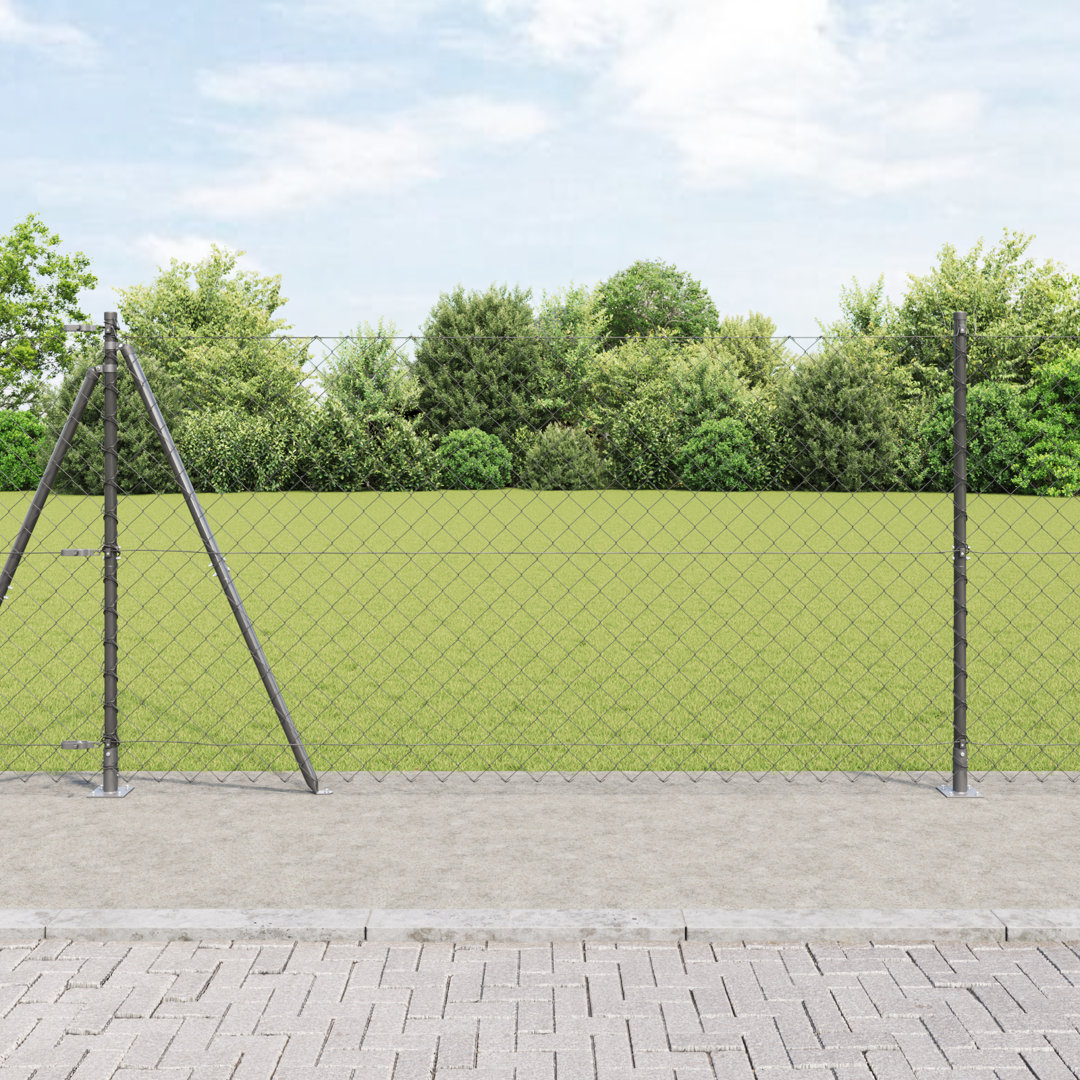 Vidaxl Chain Link Fence With 7 Flanged Posts Galvanised Steel