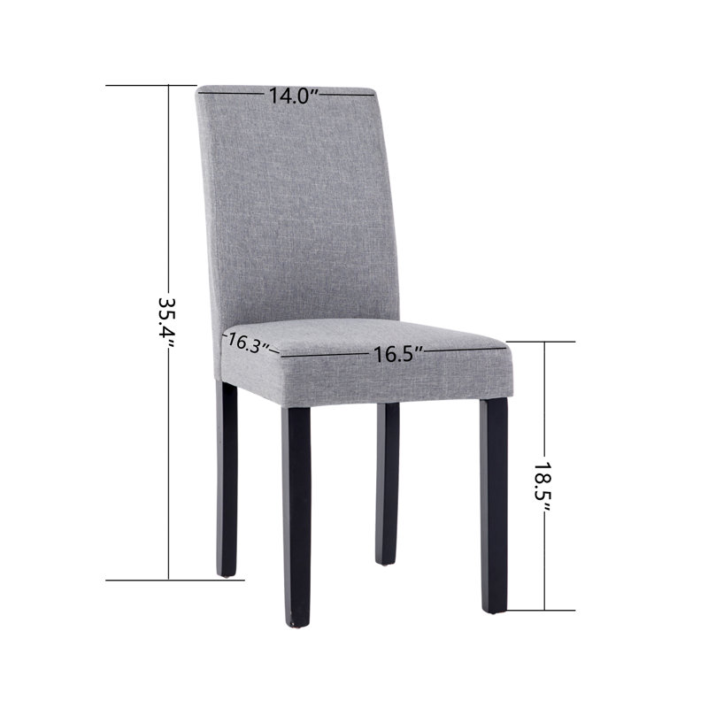 Chaise parsons rembourrée traditionnelle à dossier plein H 18,5 po Gillock, Gris
