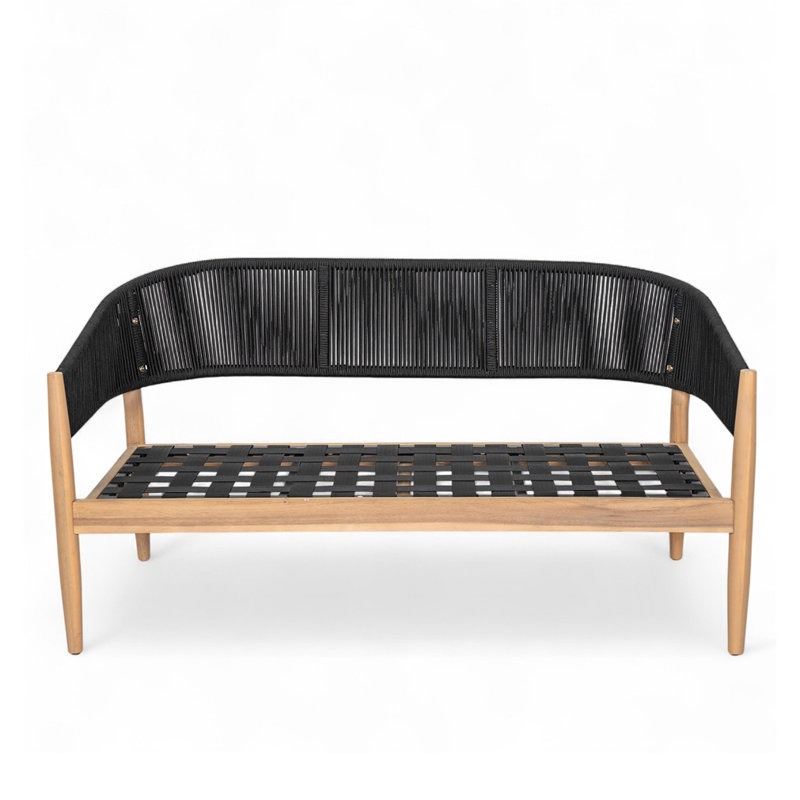 Causeuse d'extérieur en bois d'acacia de patio, Noir
