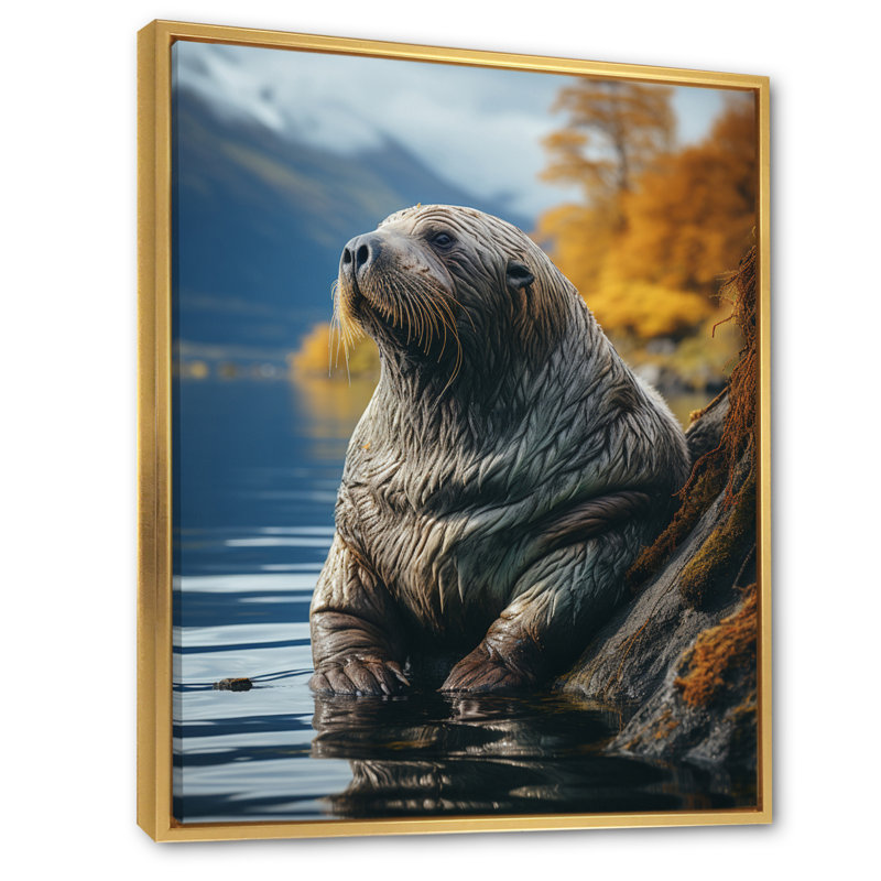 Morse des reflets côtiers sur toile, H 20 po x l 12 po x P 1 po, Cadre flottant doré