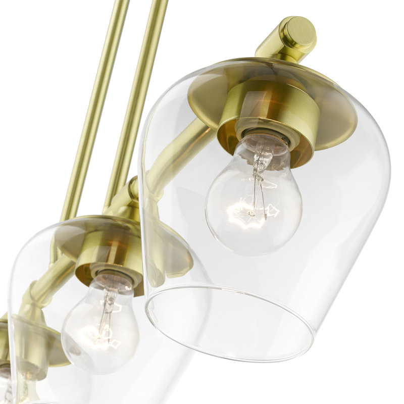 Dhaniyal 4 - Light Steel Dimmable Kitchen Island Square / Rectangle Chandelier, Satin Brass