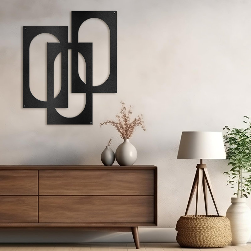 Décoration murale en métal, Noir, H 36 po x l 24 po x P 0,05 po
