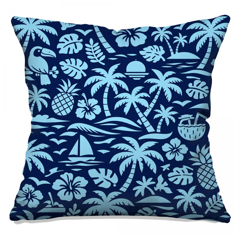 Coussins décoratifs bleus à motif tropical, 18 x 18 pouces