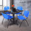 Table de salle de repos carrée Nicklo, chaises empilables 4 M-32668255-32668260-132626868