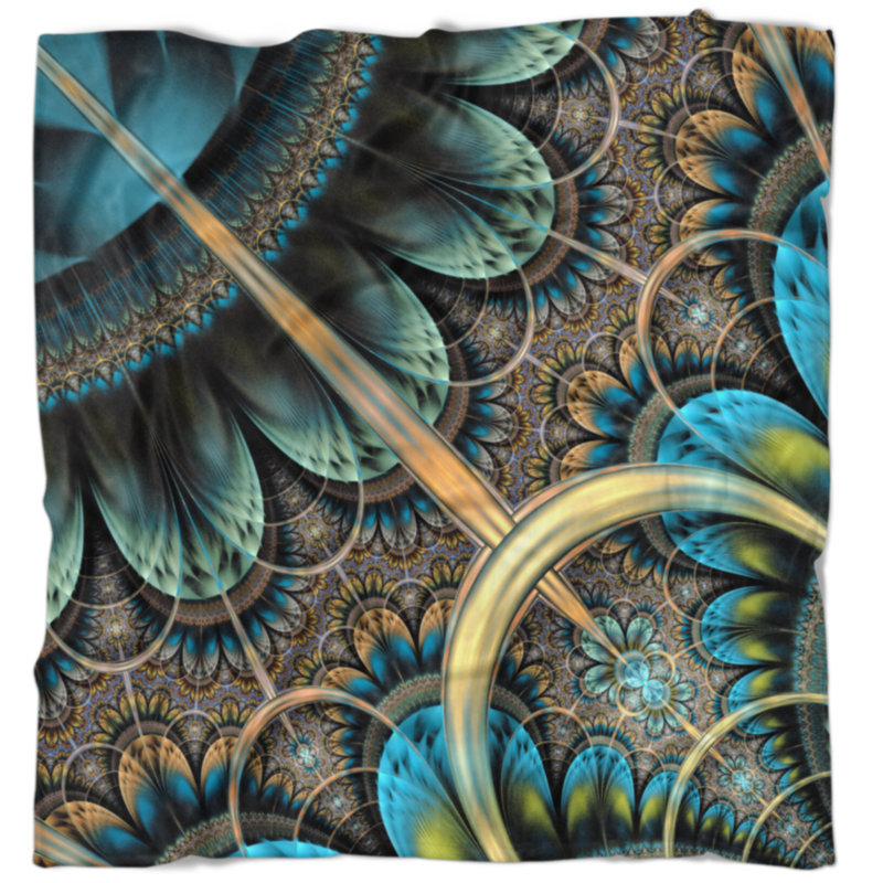 Couverture fractale, L 59 po x L 71 po, Brun et bleu