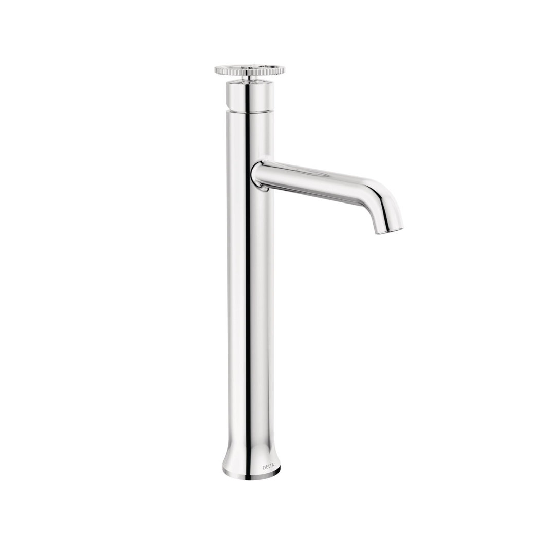 Trinsic Single Hole Vessel Bathroom Faucet with Wheel Handle, Single Handle Bathroom Sink Faucet Delta 