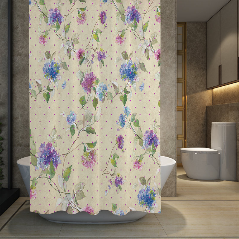 Rideau de douche simple à motif floral coréen, H 93 po x l 70 po