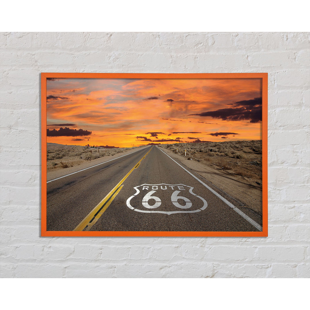 Route 66 Sonnenuntergang Gerahmter Druck