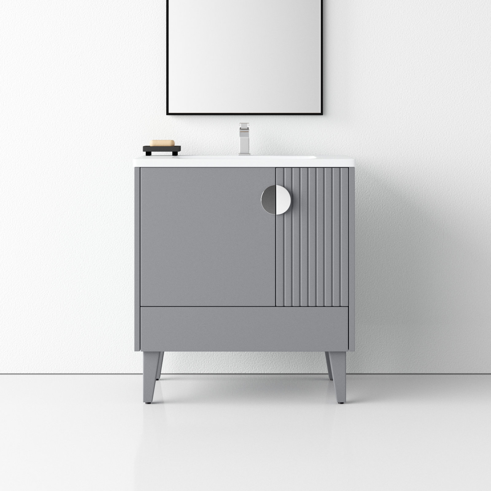 Saimah 30'' Single Bathroom Vanity, Polished Chrome, Rock Gray