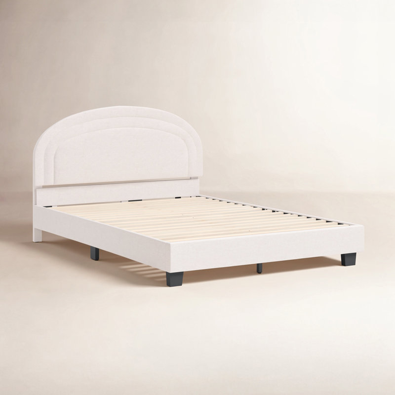 Structure de lit plateforme tapissier Aurey, Double, Blanc