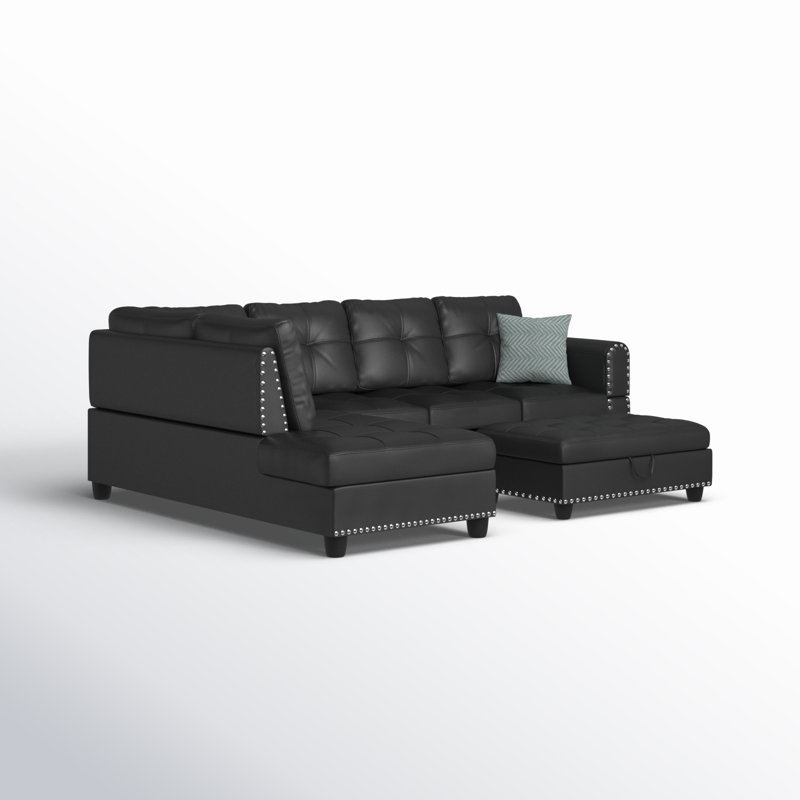 Nancy Faux Leather L-Shaped Sectional Left Hand Facing