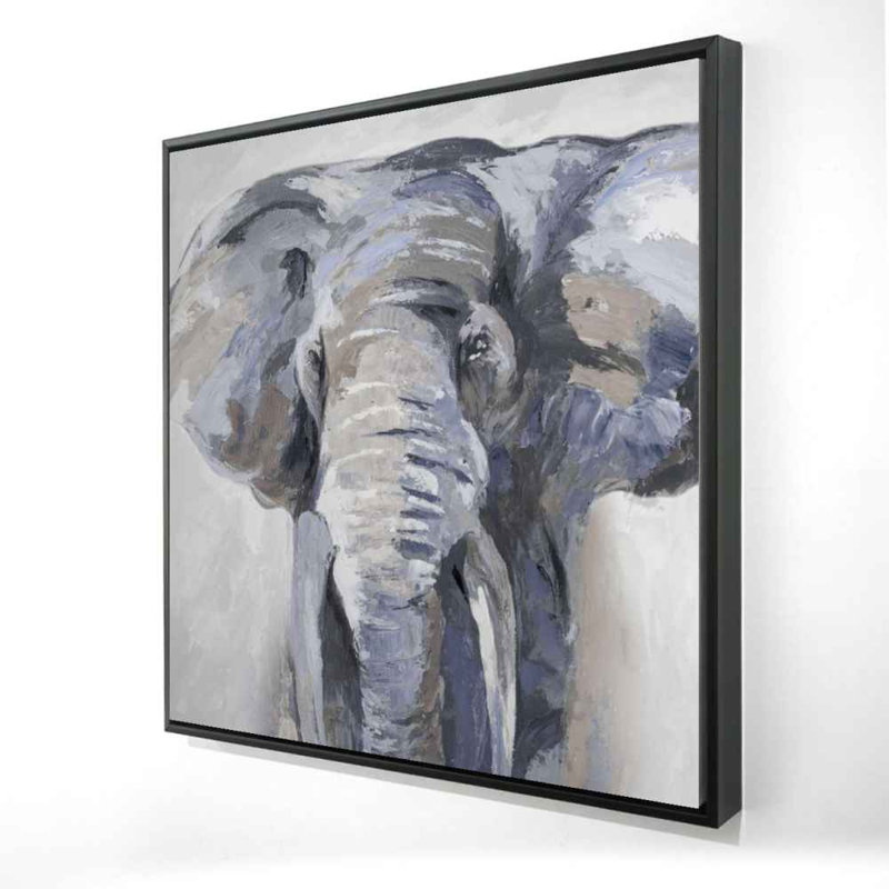 Toile éléphant bleu pastel | Décoration de la faune africaine, H 25,25 po x l 25,25 po