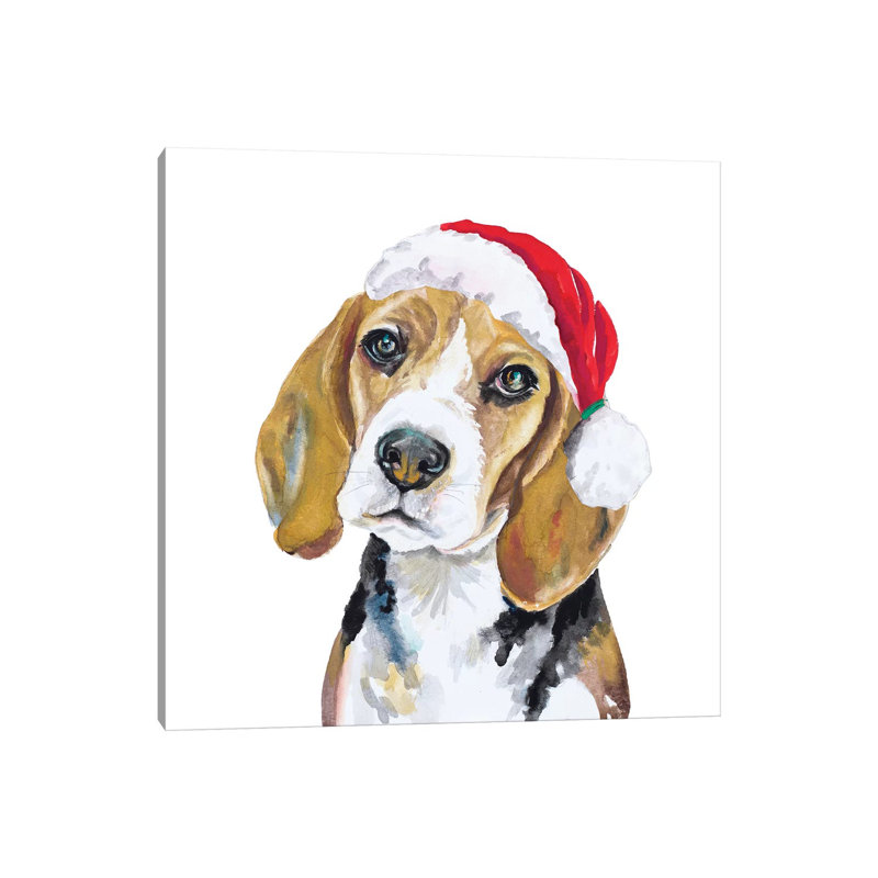 Reproduction d’art, "Holiday Dog I" par Patricia Pinto, H 12 po x l 12 po x P 0,75 po, Toile tendue, Pas de tapis
