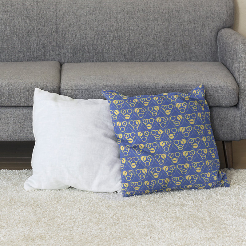 Coussin Classic, 28 po x 28 po, Bleu/jaune, Bourre en polyester