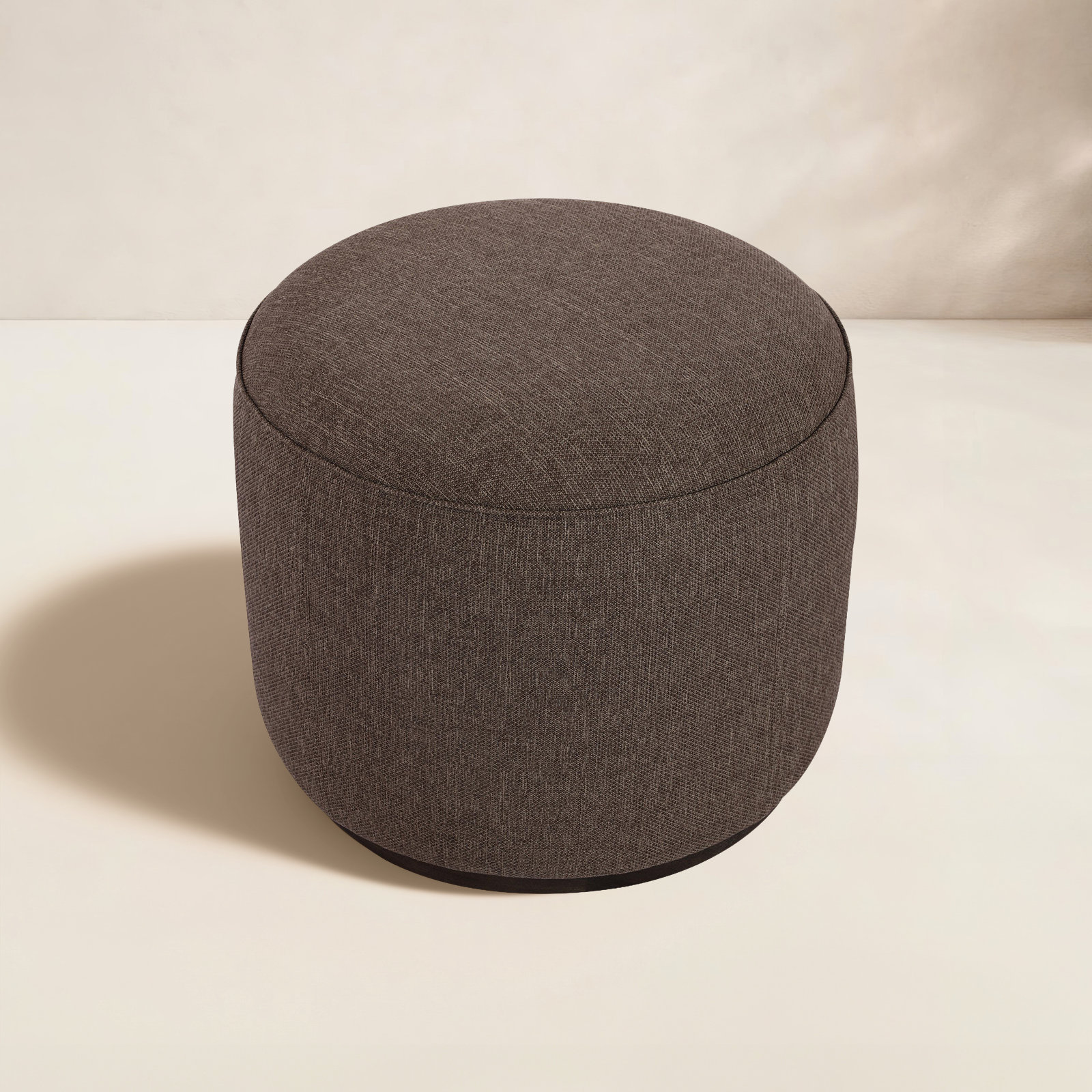 Devin Round Outdoor Ottoman with Cushion, Ellor Brown