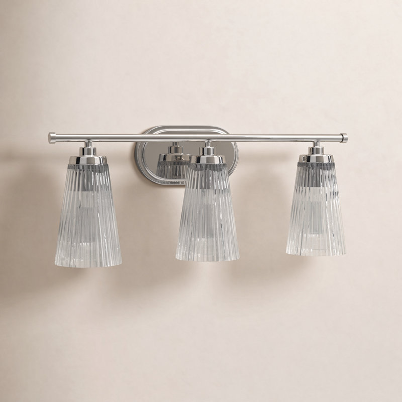 Luminaire de salle de bain à intensité variable en acier et verre Jeanie , Nickel, H 10 po x l 22 po x P 22 po