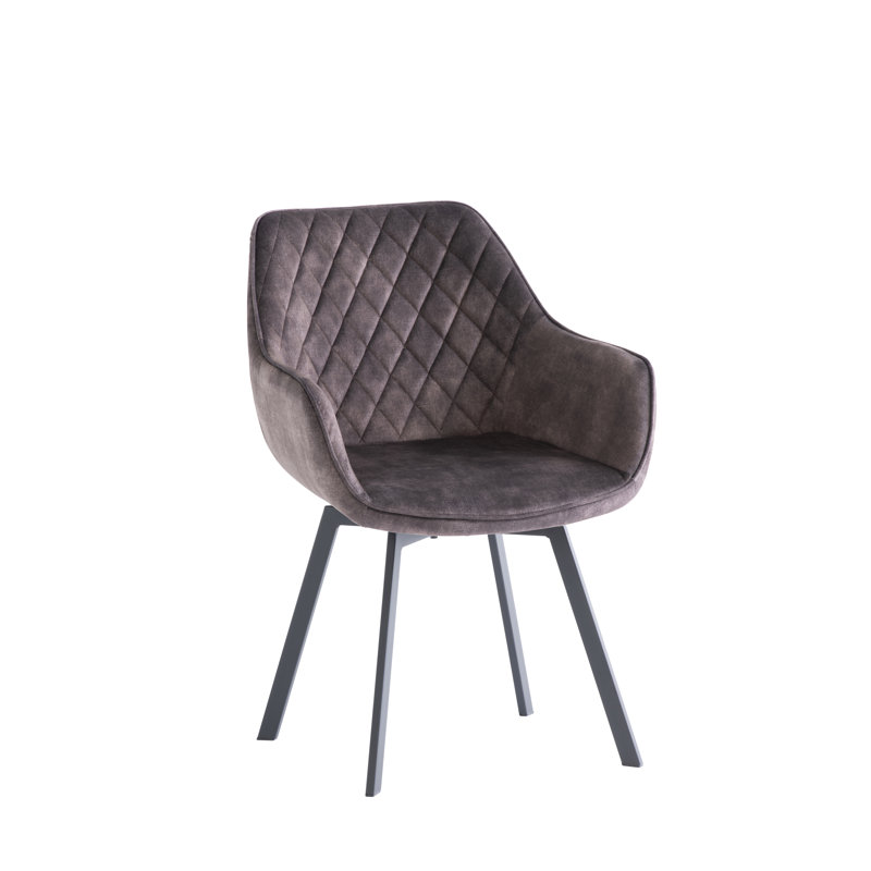 45cm H Velvet Upholstered Side Chair, Graphite