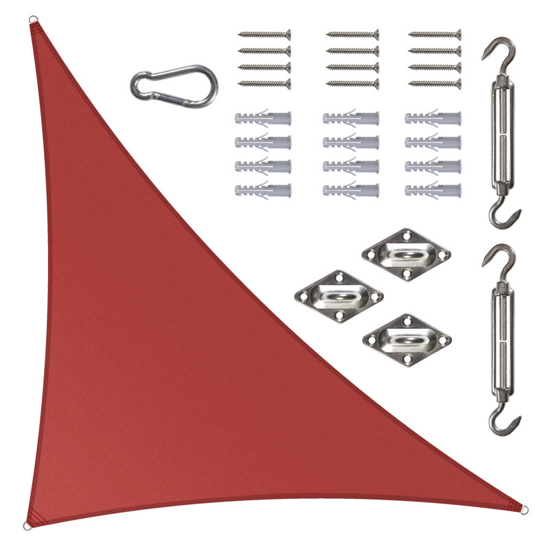 Toile d'ombrage triangulaire Colourtree avec trousse de quincaillerie d'installation, Rouge, 20 pi x 20 pi x 28,3 pi