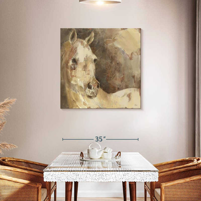Cheval Brampt impressionnisme, H 36 po x l 36 po