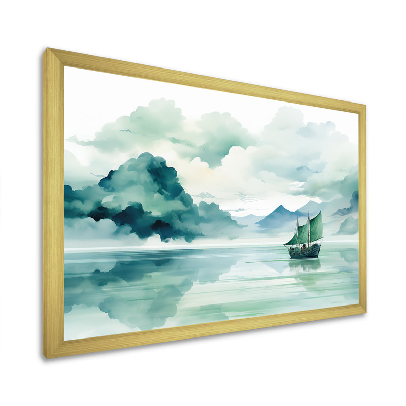 Chine, rivière Yangtze - Art mural chinois, Cadre doré à coins fermés, H 12 po x l 20 po x P 1 po