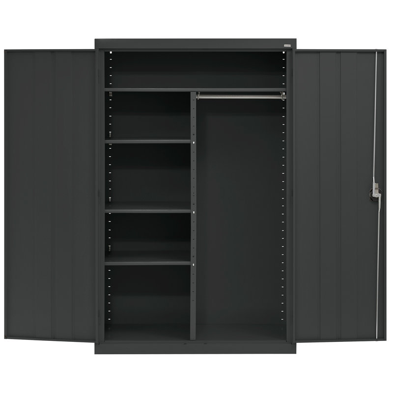 Steel Single Storage Cabinet ( 72'' H x 46'' W x 24'' D), Black