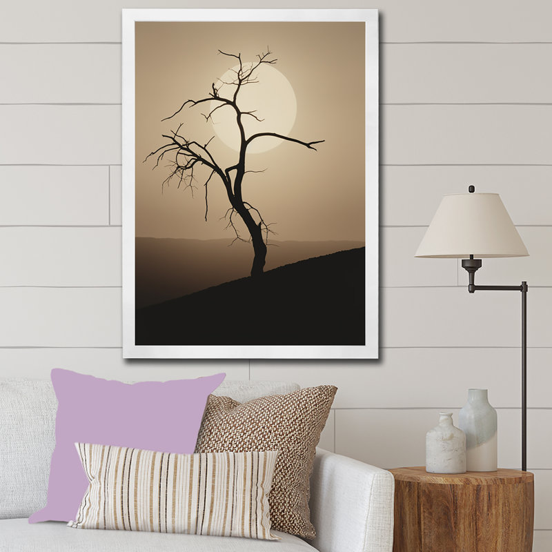 Minimalisme clair de lune, désert, simplicité, H 44 po x l 34 po x P 1,5 po, Cadre simple blanc