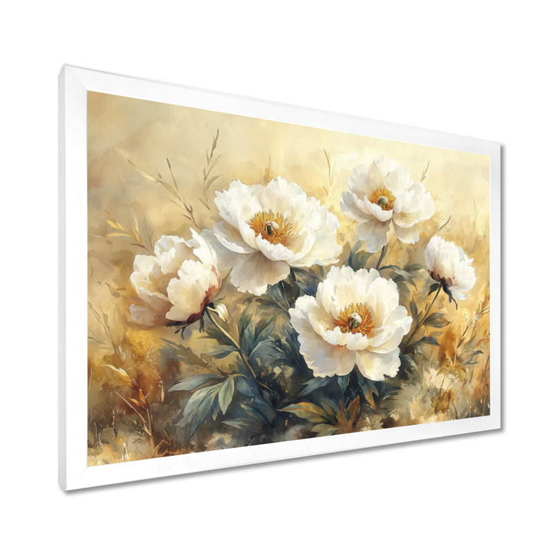 Draiden - Floral Oversized Canvas Prints, Single Picture Framed Print, 30" H x 40" W, White