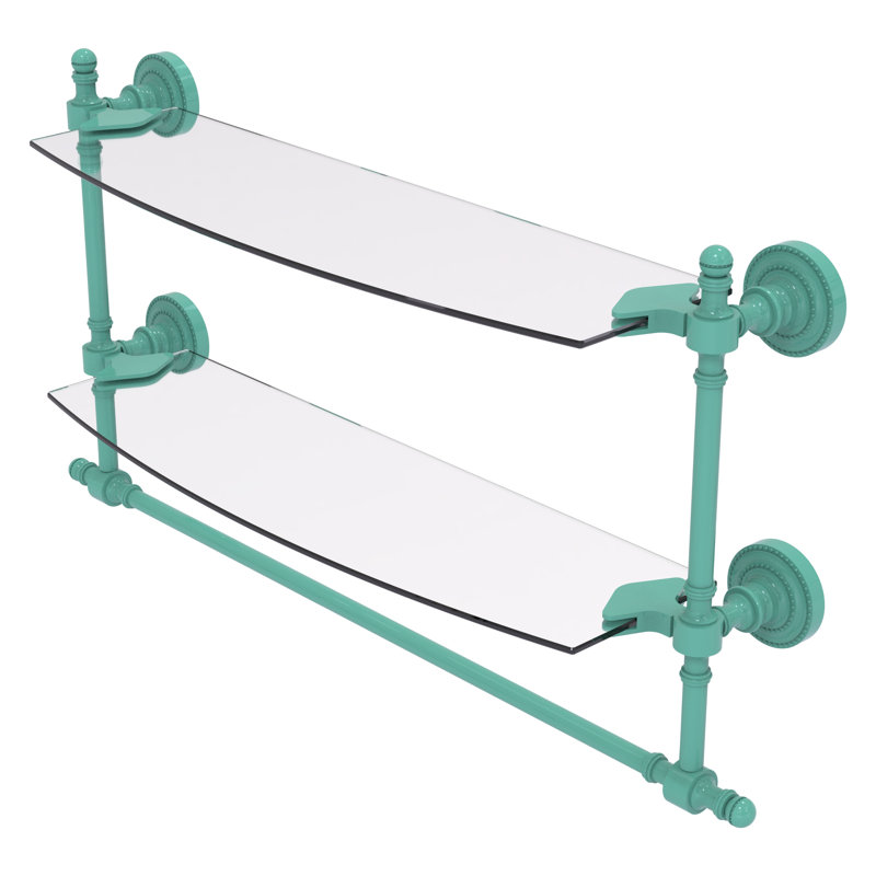Tablette flottante avec porte-serviettes 2 pièces Retro Dot, H 15 po x l 18 po x P 5 po, Vert écume de mer