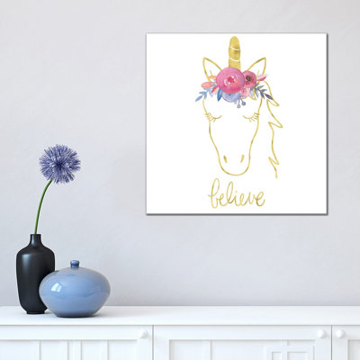 Golden Unicorn II Believe by Noonday Design - Wrapped Canvas Painting
