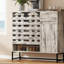 Armoire de style campagnard 44,3 po avec rangement, console de bar avec rangement, armoire de rangement rustique avec portes en treillis arquées et tiroir - pour le salon, la cuisine, l'entrée rétro blanc