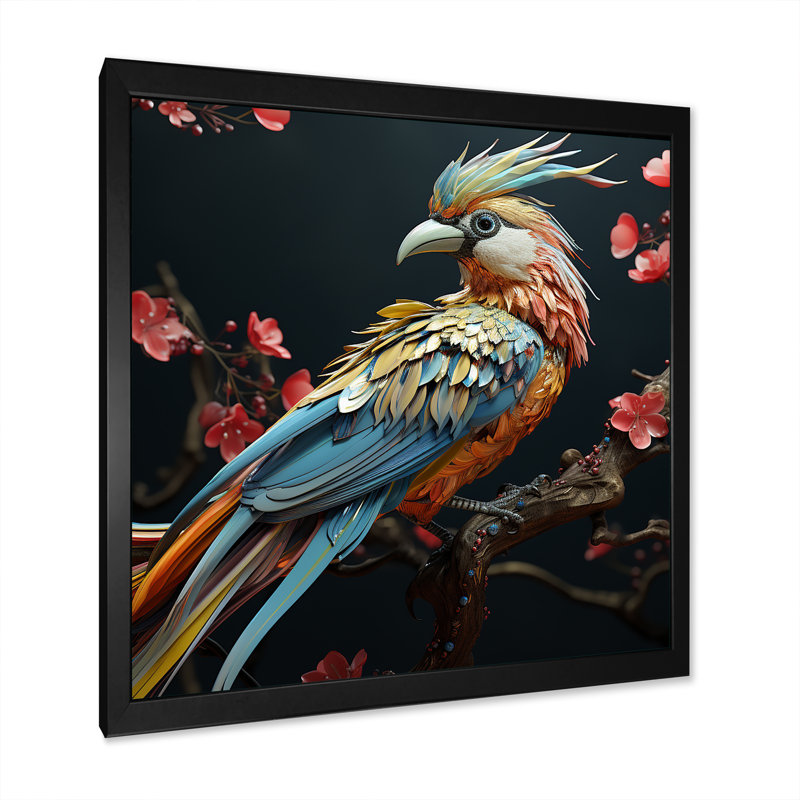 «Bird Expressionist Freedom I» sur toile, H 30 po x l 30 po x P 1 po, Cadre simple noir