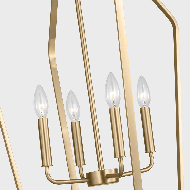 Lustre à quatre lumières Kennan de Génération Éclairage , H 30,875 po x l 18,875 po x P 18,875 po, Laiton satiné