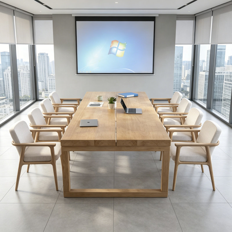 Table de conférence simple en bois de pin massif, 29.5" H x 110.24" L x 39.4" D