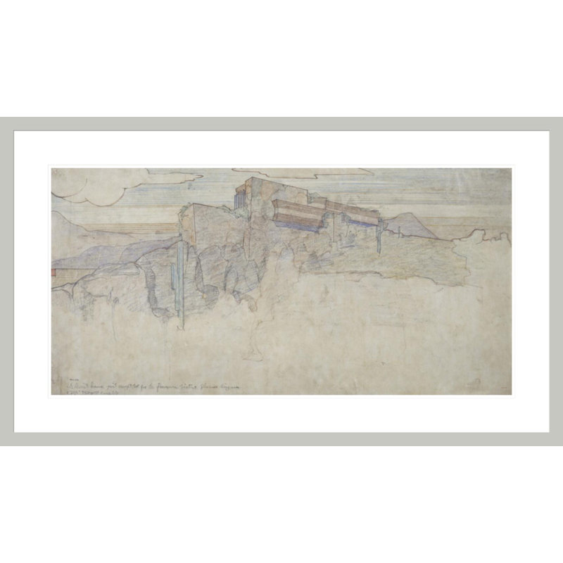 Maison Rose Pauson. «Phoenix AZ» par Frank Lloyd Wright - estampe numérique encadrée, 24.24" H x 41.5" W