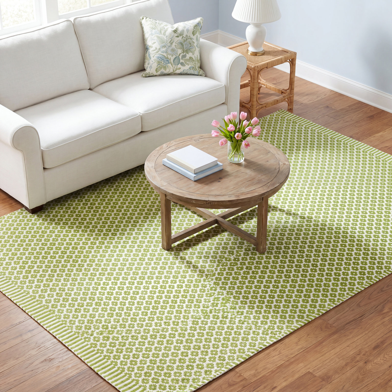 Finn Sprout Hand-Woven Geometric Outdoor Rug, Rectangle 3' x 5'