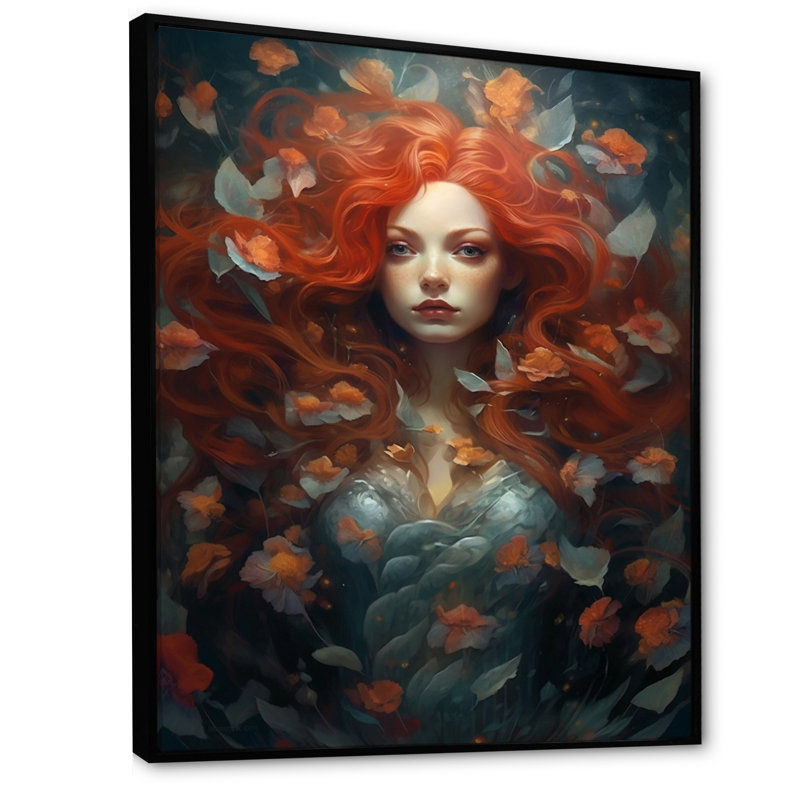 Art psychédélique «Enchantress Portrait I», H 40 po x l 30 po x P 1,5 po, Cadre flottant noir