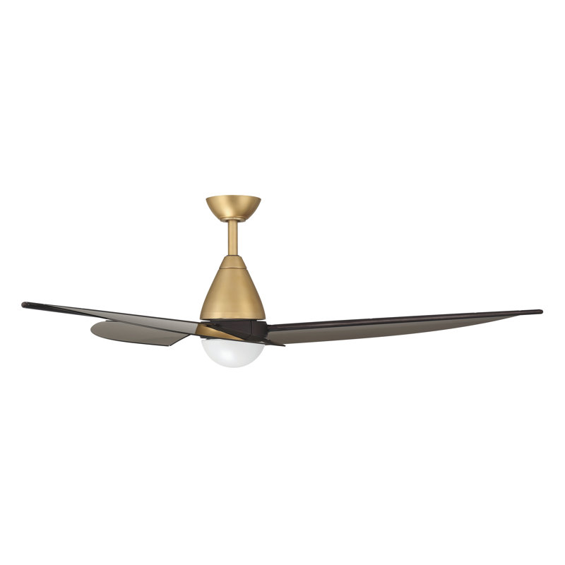 Lirden 65" 5CCT LED Ceiling Fan, Brass, Brown Smoke